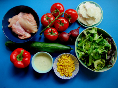 salade met kip en geitenkaas ingrediënten